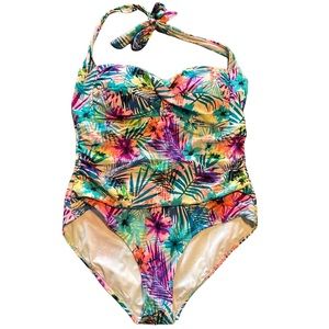 Catalina Floral Multicolor Halter Women’s One Piece Swimsuit XL